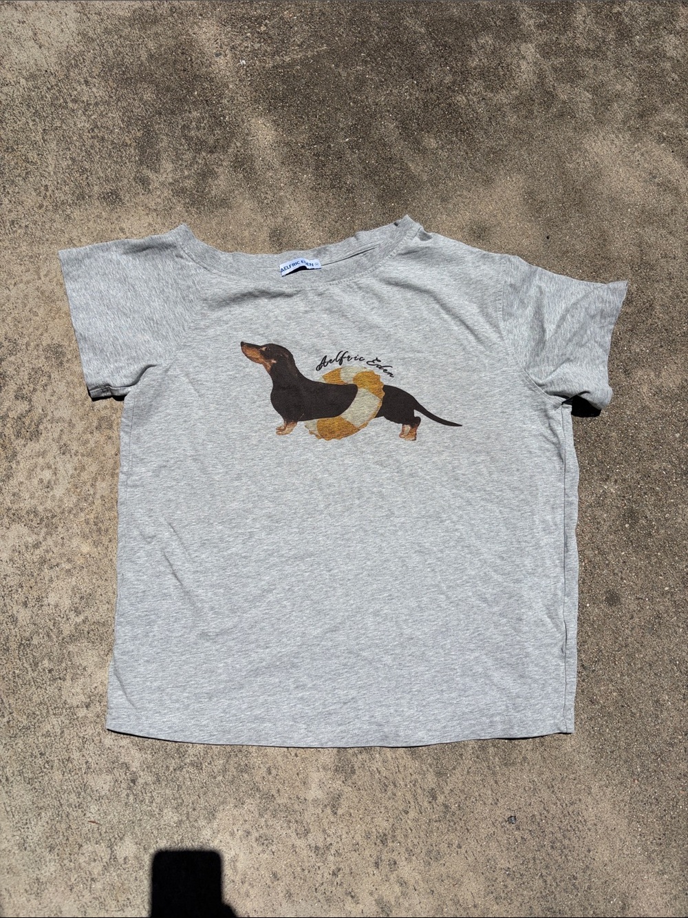 Aelfric Eden Top grey wiener dog like new cotton medium off shoulder